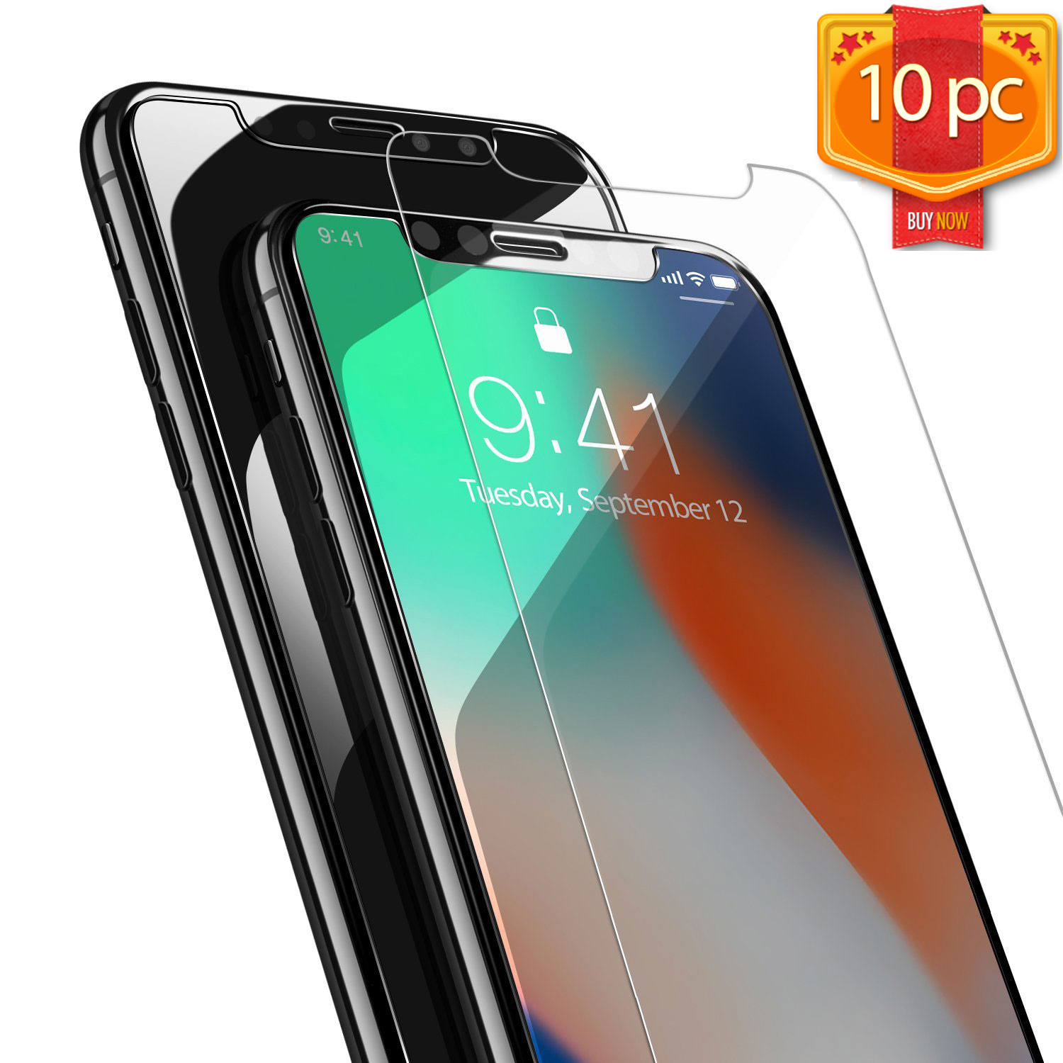 iPHONE 11 Pro (5.8in) / XS / X Tempered Glass Screen Protector 10pc Clear (10pc Package)